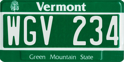 VT license plate WGV234