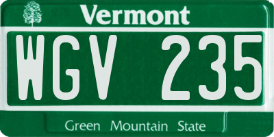 VT license plate WGV235