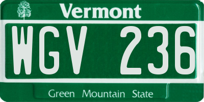 VT license plate WGV236