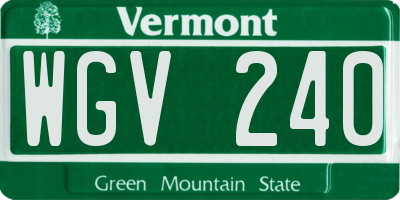 VT license plate WGV240