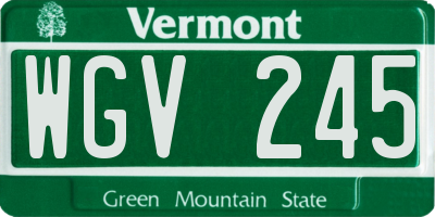 VT license plate WGV245