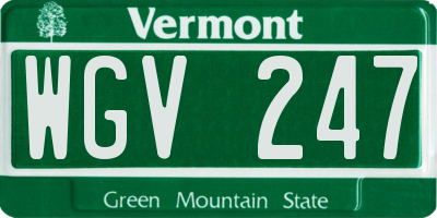 VT license plate WGV247