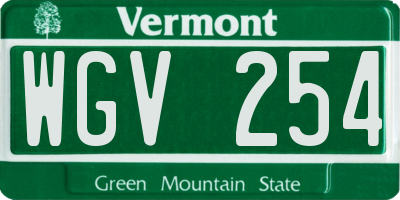 VT license plate WGV254