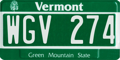 VT license plate WGV274