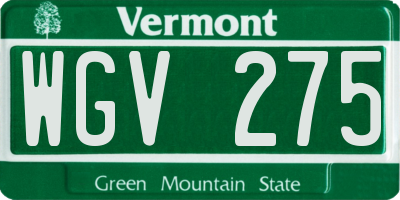 VT license plate WGV275