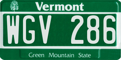 VT license plate WGV286