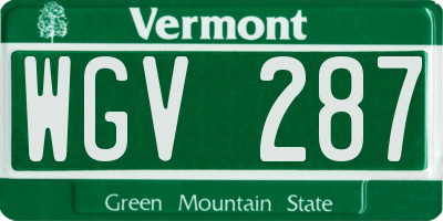 VT license plate WGV287