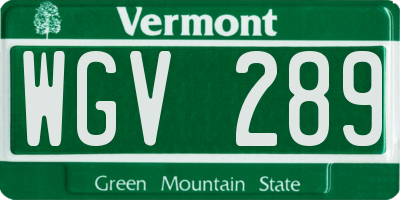 VT license plate WGV289