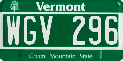 VT license plate WGV296