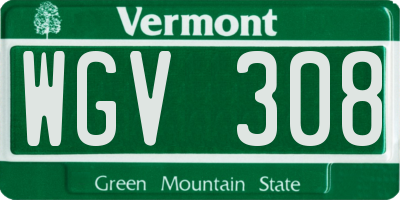 VT license plate WGV308