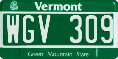 VT license plate WGV309