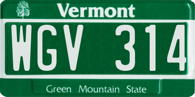 VT license plate WGV314