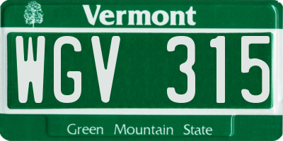 VT license plate WGV315