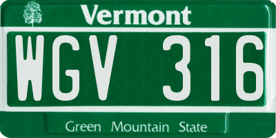 VT license plate WGV316