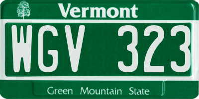 VT license plate WGV323