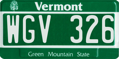 VT license plate WGV326