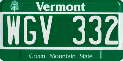 VT license plate WGV332