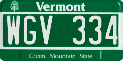 VT license plate WGV334