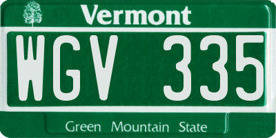VT license plate WGV335