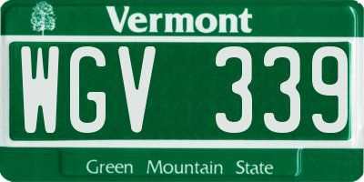 VT license plate WGV339