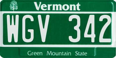 VT license plate WGV342