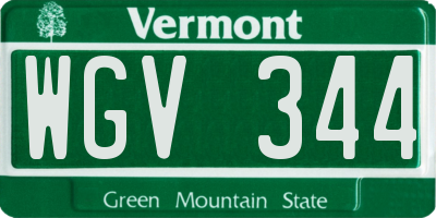 VT license plate WGV344