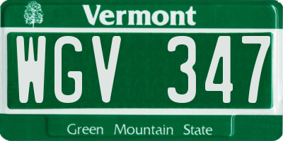 VT license plate WGV347