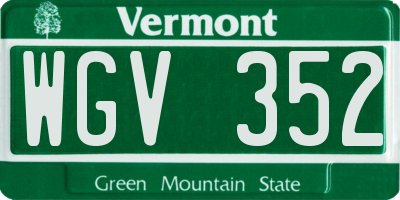VT license plate WGV352