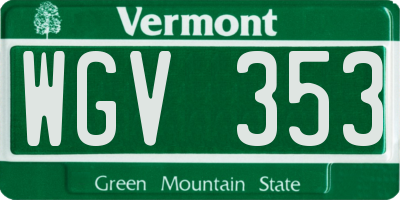VT license plate WGV353