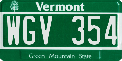 VT license plate WGV354