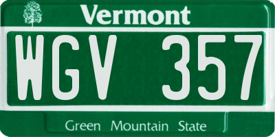 VT license plate WGV357
