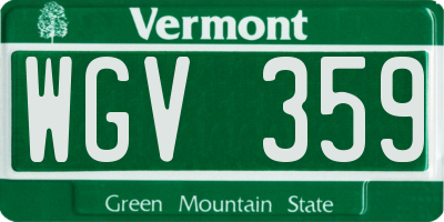 VT license plate WGV359