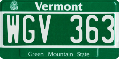 VT license plate WGV363