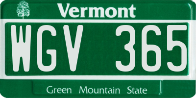 VT license plate WGV365