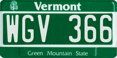 VT license plate WGV366