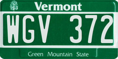 VT license plate WGV372