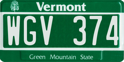 VT license plate WGV374