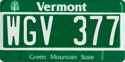 VT license plate WGV377