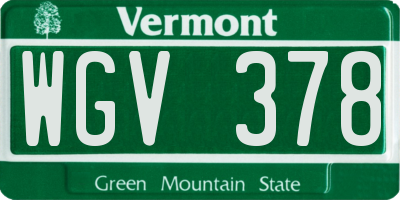 VT license plate WGV378
