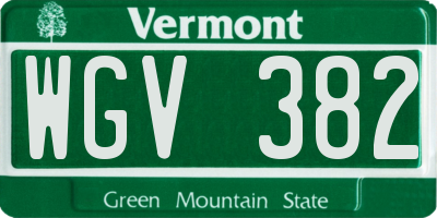 VT license plate WGV382