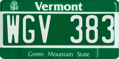 VT license plate WGV383