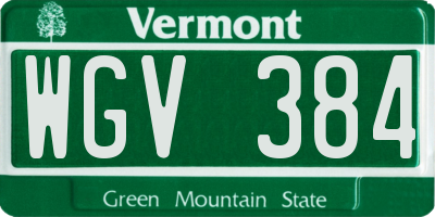 VT license plate WGV384