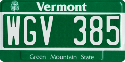 VT license plate WGV385
