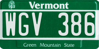 VT license plate WGV386