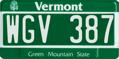 VT license plate WGV387