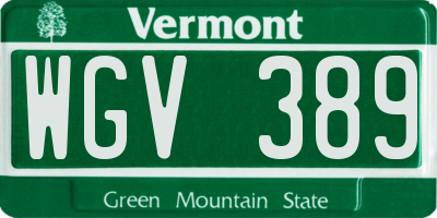 VT license plate WGV389