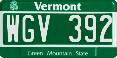VT license plate WGV392