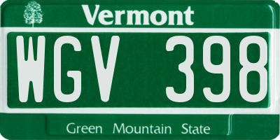 VT license plate WGV398