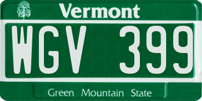 VT license plate WGV399