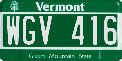 VT license plate WGV416